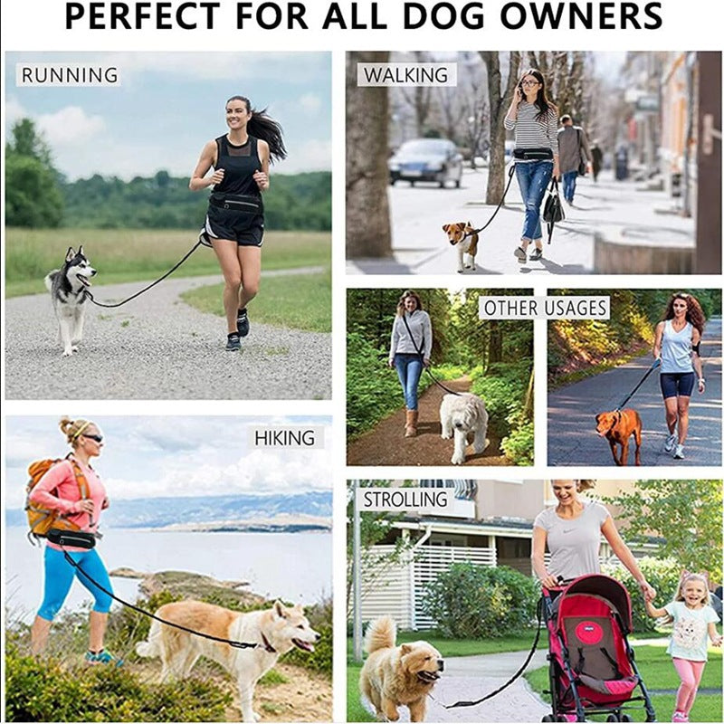Hands-Free Bungee Dog Leash with Waist Belt