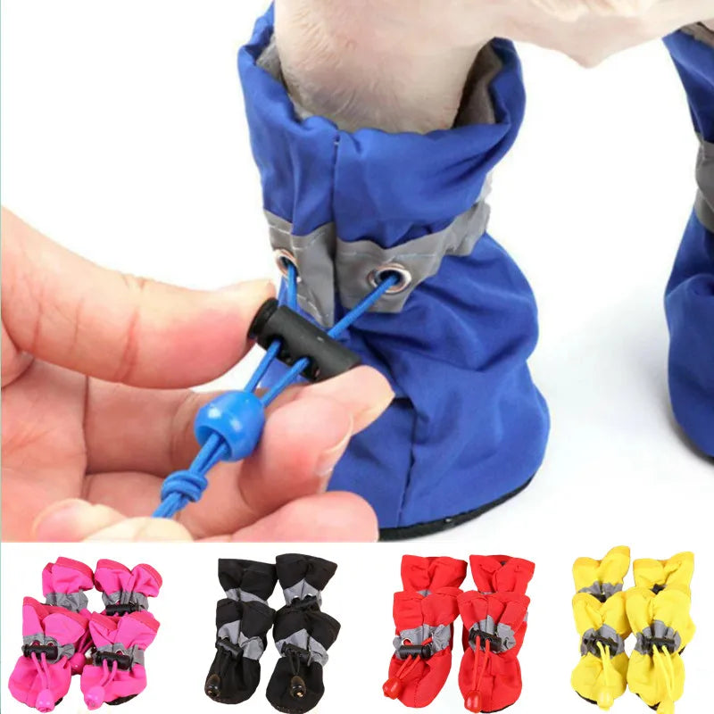Colorful Dog Rain Booties — Set of 4