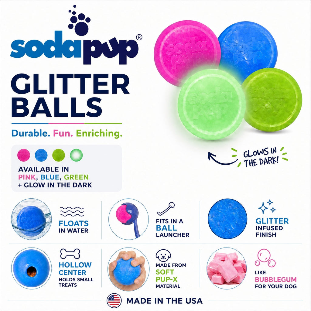 SodaPup Glitter Ball — Fetch & Treat Toy