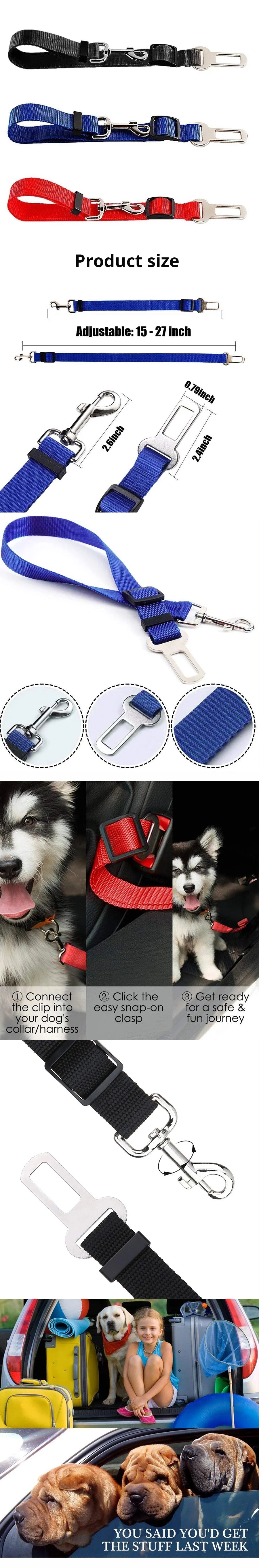 Adjustable Pet Car Seat-Belt Tether